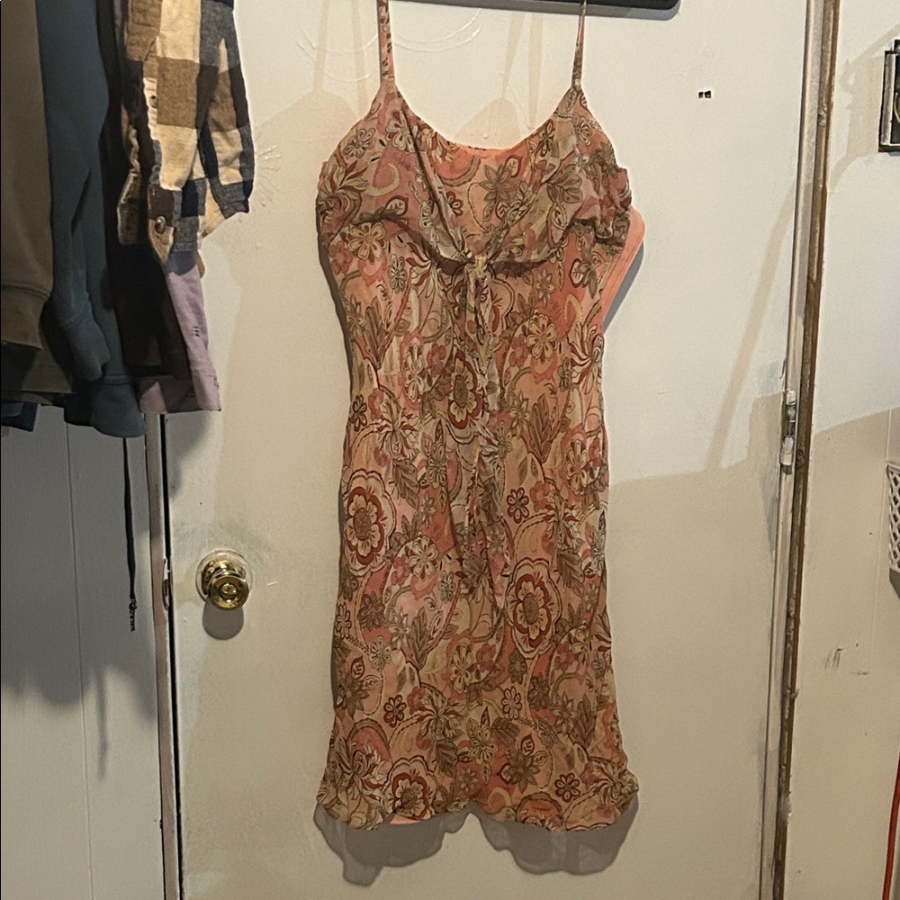 LOFT Floral Midi Dress - Pink and Brown
